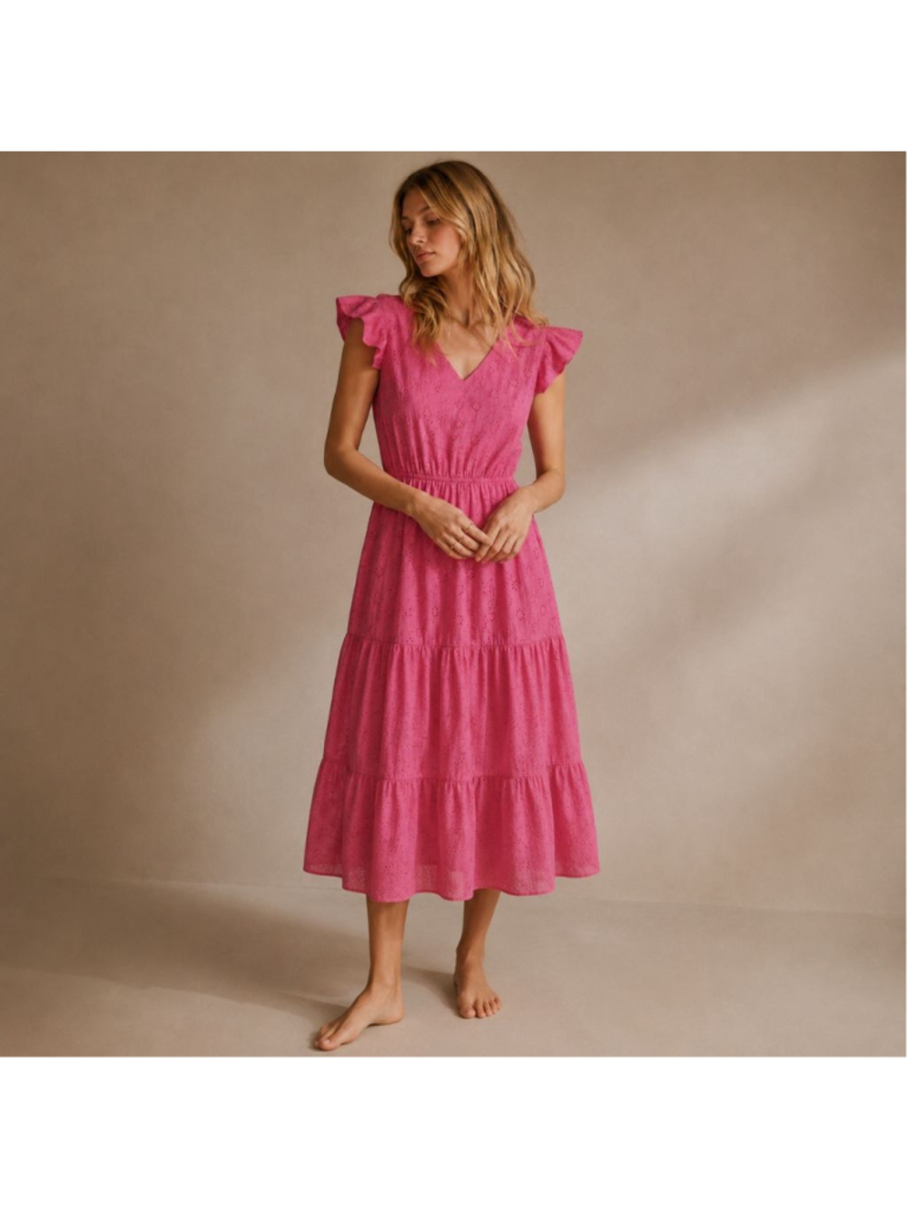 J. Crew Pink Eyelet Embroidered Midi Dress Sz 8
